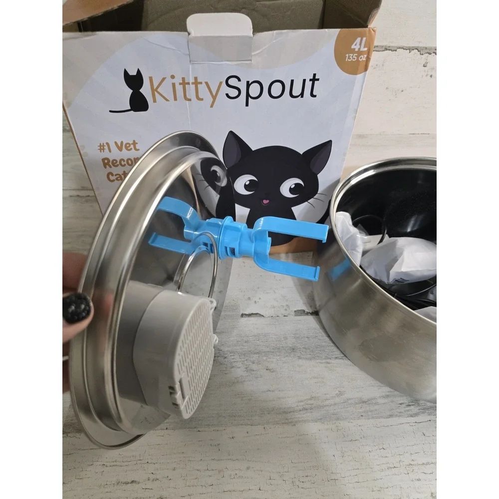 KittySpout Stainless Steel Cat Water Fountain 4L 135oz Silent Pump SMA-800